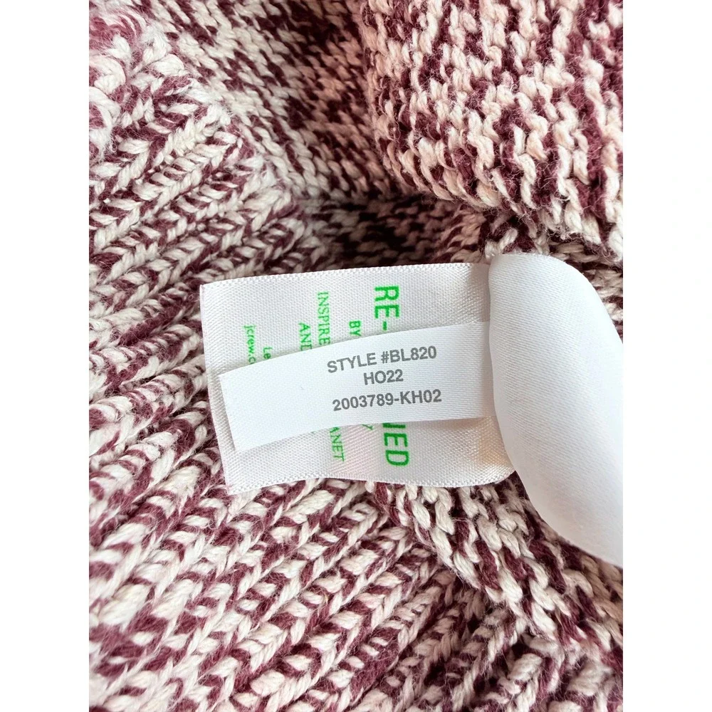 J.Crew Crewneck Sweater Mens Large Burgundy White Cotton‎ Marled Knit BL820